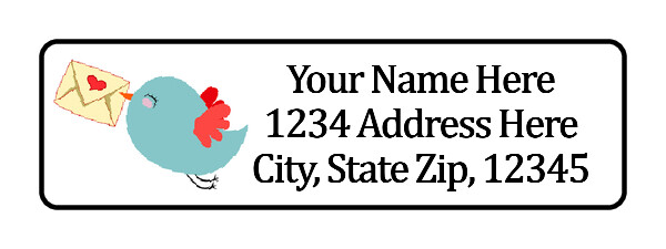 400 Blue Bird Letter Personalized Return Address Labels. 1/2 inch by 1 3/4 in.