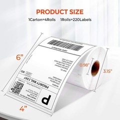 Direct Thermal Shipping Labels, 880 Pcs/4 Rolls