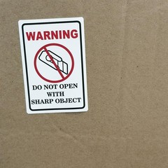 300pcs Do Not Open with Sharp Object Industrial Warning Labels