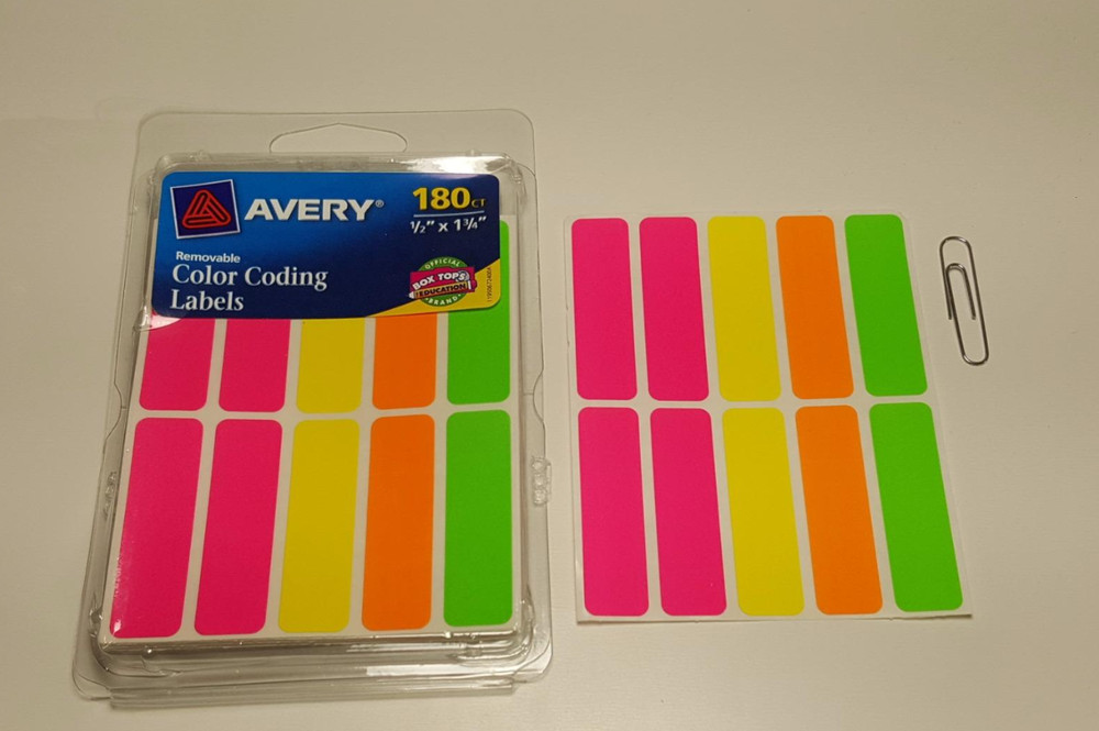180 Removale Color Coding Labels Assorted Neon Colors