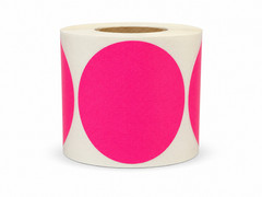 4″ Round Direct Thermal Labels Pink Zebra 1″ Core – (8) Rolls, 2800 Labels Total