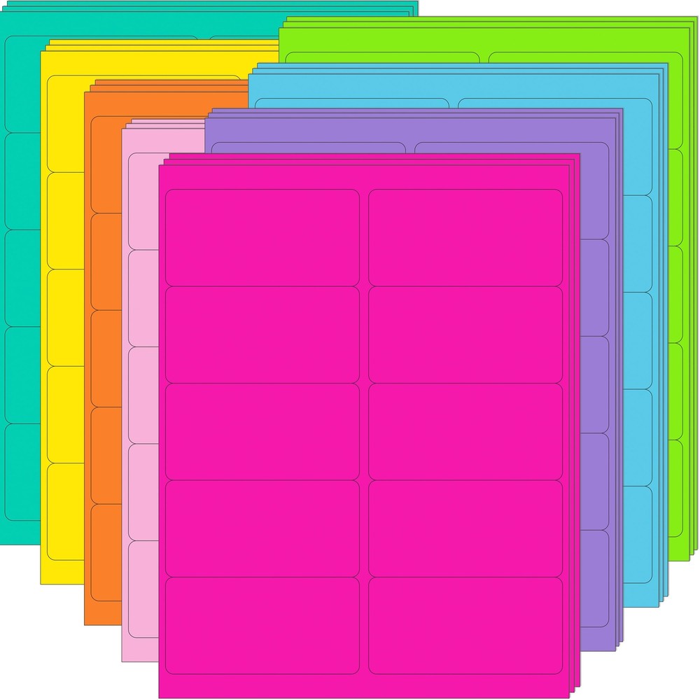 2 X 4 Colored Labels Stickers 8 Colors Bright Moving Labels 24 Sheets 240