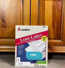 AVERY 5961 White Laser Labels 1″ x 4″ 250 Sheets 5000 Labels NOS 1996
