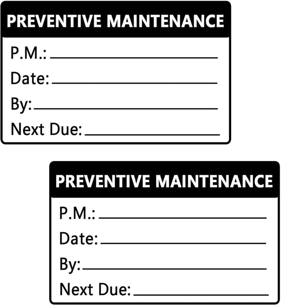 Preventative Maintenance Stickers,3X2 Inch Adhesive Vinyl Labels,200 Pcs per Pac