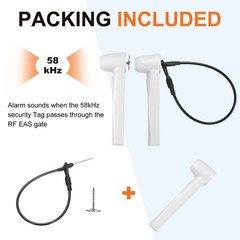 50Pcs Hard Tags AM 58kHz Tag 2.56″Length with Pins Lanyards, Light Gray