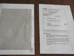 250 Click N ship Labels, New with tear-off receipt, Perforation, Made in the USA