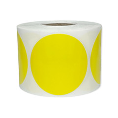 4″ Round Direct Thermal Label Yellow Zebra 1″ Core – (8)Rolls, 2800 Labels Total