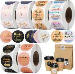 Thank You Stickers – 6 Rolls, 3000 Pieces, 1 Inch Labels for Packaging