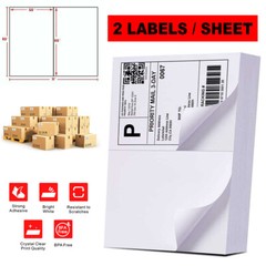 220-5500 Labels 8.5”x5.5” Half Sheet Self Adhesive Shipping Labels 2 Per Sheet