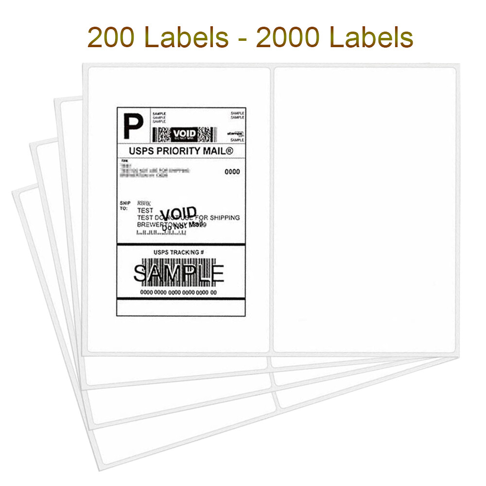 200 – 2000 Mailing Shipping Labels 8.5×5.5 Round Corner Half Sheet Self Adhesive