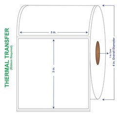 3″ x 3″ General Use Labels, w/ Perf Thermal Transfer Labels, Perforated, 500