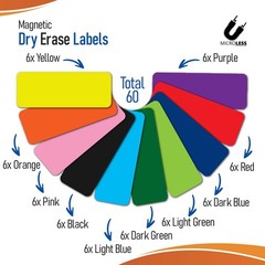 Dry Erase Magnetic Labels 60 Pcs Colorful Magnets – 3.2×1.2inches, Best for C…