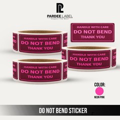 Do Not Bend Stickers 1” x 3” Neon Pink 250 Labels Per Roll