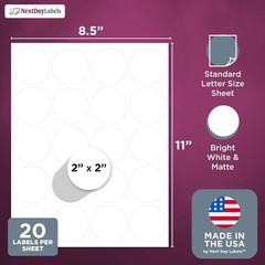2 Inch Round Labels Matte White Sticker Sheets for Printing 50 Sheets