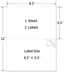 100 Half Sheet 8.5″ x 5.5″ Shipping Printer Labels Laser STRONG Self Adhesive