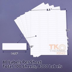 100 Sheets 1/2×1 White Address Labels Sticker Sheets Shipping Mailing Labels