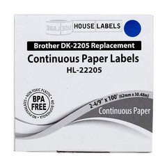 Non-OEM Fits BROTHER DK-2205 BLUE Continuous Labels – (50) Rolls of 100′