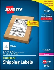TrueBlock(R) Shipping Labels Laser 5.5×8.5in White 500/BX – 1EA