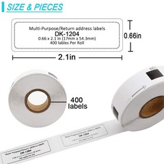 15PK DK1204 For Brother White Paper Labels,400 Labels/Roll,With Cartridge Frame