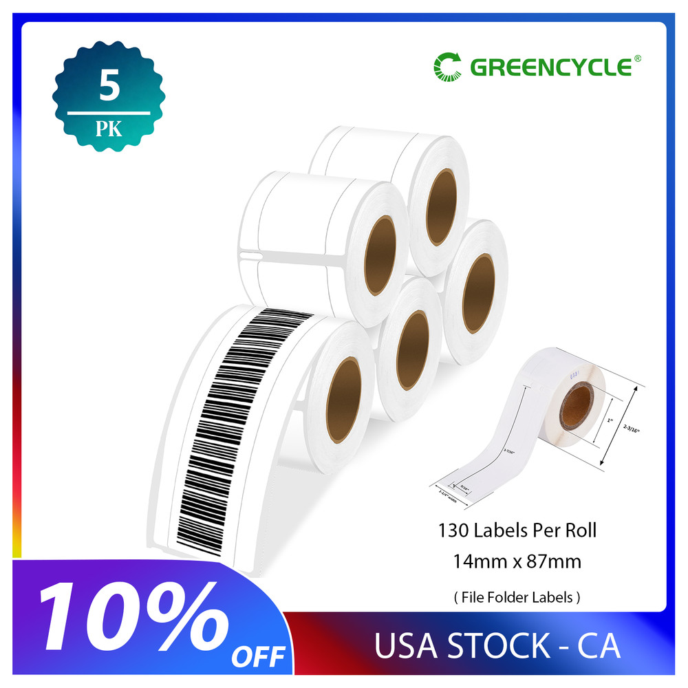 5PK Thermal Paper For Dymo 30327 LabelWriter 300 1-up File Folder Labels 130P/R