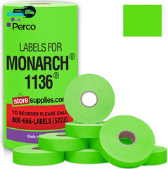 Pricing Labels for Monarch 1136 Fluorescent Green -14000 Labels W/ 8 Rolls Value