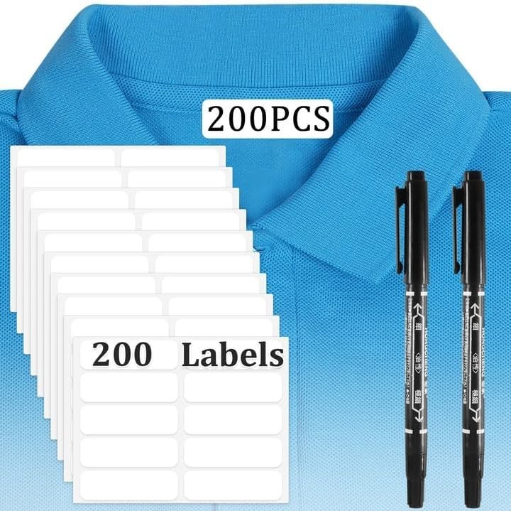 200 Pcs No-Iron Fabric Labels, Writable Self Adhesive Name Labels, Name Tags for