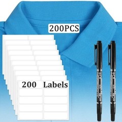 200 Pcs No-Iron Fabric Labels, Writable Self Adhesive Name Labels, Name Tags for
