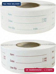Food Storage Labels, 1 x 2 Inch, 1000 Pieces Removable Freezer Stickers, 2 Rolls