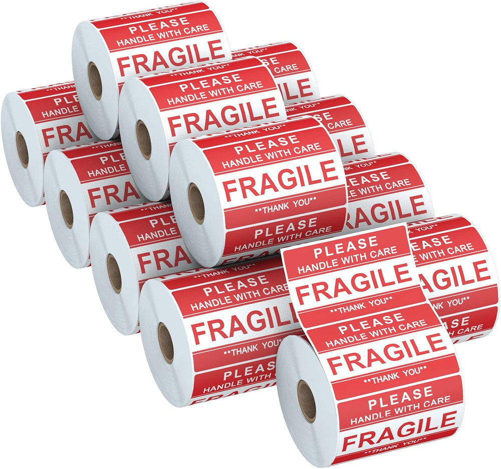 12 Rolls 3 X 2 Inch Handle with Care Fragile Thank You Warning Packing Shipping