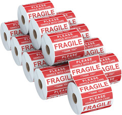 12 Rolls 3 X 2 Inch Handle with Care Fragile Thank You Warning Packing Shipping