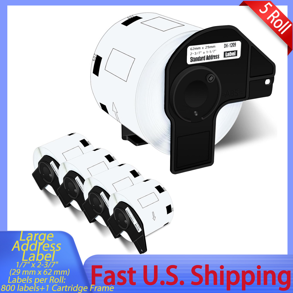 5Roll 28.9mm x 62mm DK-1209 DK1209 Large Address 4000 Label for Brother QL-650TD