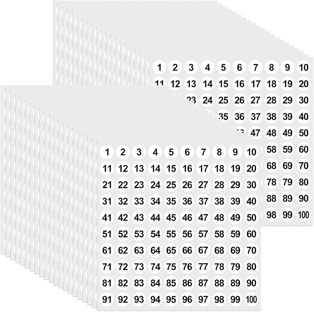 Small Number Dot Labels 5000 Pcs 0.4 Inch 1 to 100 Number Stickers Consecutive N