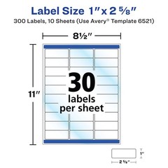 Printable Address Labels, 1″ x 2-5/8″, Glossy Clear, 300 Blank Mailing Labels fo