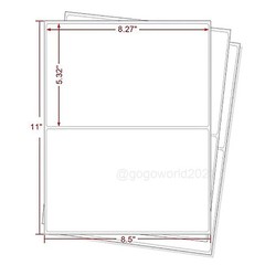 US 20 Shipping Labels 8.5 x 5.5 Round Corner Self Adhesive 2 per sheet Blank