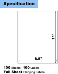 100 Sheets Full Sheet Labels with Back Slit 8.5″X11″, Blank White Sticker Paper