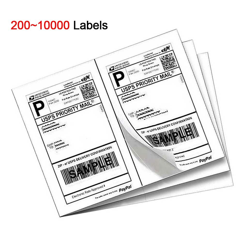 200-10000 Premium 8.5×5.5 Half Sheet Shipping Labels Adhesive 2 Per Sheet US