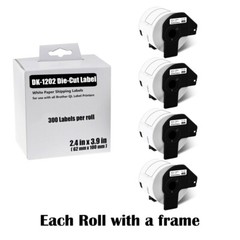 4Rolls 62mmx100mm White Paper Shipping 300 Labels DK-1202 For Brother QL-710W