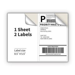 Half Sheet Shipping Labels for Laser and Inkjet Printers – 2 Per Page Self Ad…