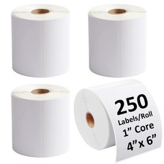 4 x 6 Inches Desktop Thermal Transfer Labels, Ribbon Required, 1 Inch Core, 2…
