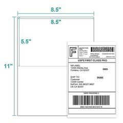 Premium 50 – 2000 Half Sheet Shipping Labels 8.5×5.5 Self Adhesive Blank Labels