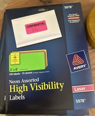 6 Packs Avery Assorted Neon Colors Shipping Labels 2 in. X 4 in. 150 Labels Each