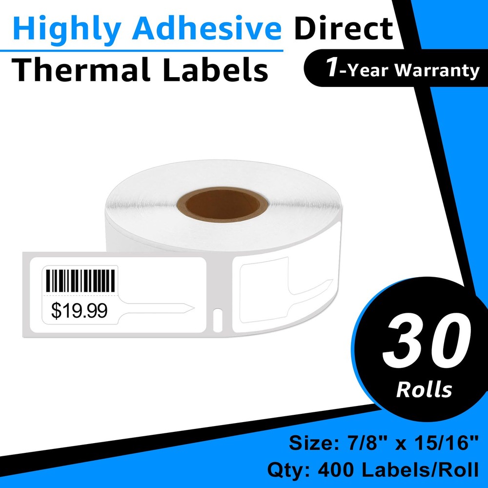 30Rolls PriceTag 400 Label Rat-Tail Style for DYMO LabelWriter 30373 7/8″x15/16″