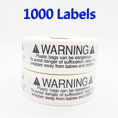 1000 Labels 1X3 Inch Transparent Suffocation Warning Label Choking Hazard Self A