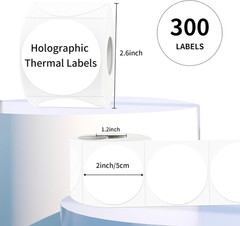 2 Inch White round Thermal Labels Sticker, Waterproof Circle Direct Thermal Labe