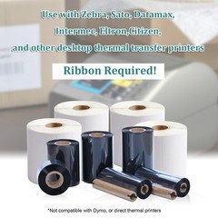 4 x 6 Inches Desktop Thermal Transfer Labels, Ribbon Required, 1 Inch Core, 2…
