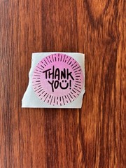Pink Sparkle 2 inch Thank You Stickers 50pc