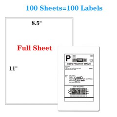 2000 Full Sheet Shipping Labels 8.5×11 Self Adhesive Blank Paper for Laser/Inkje