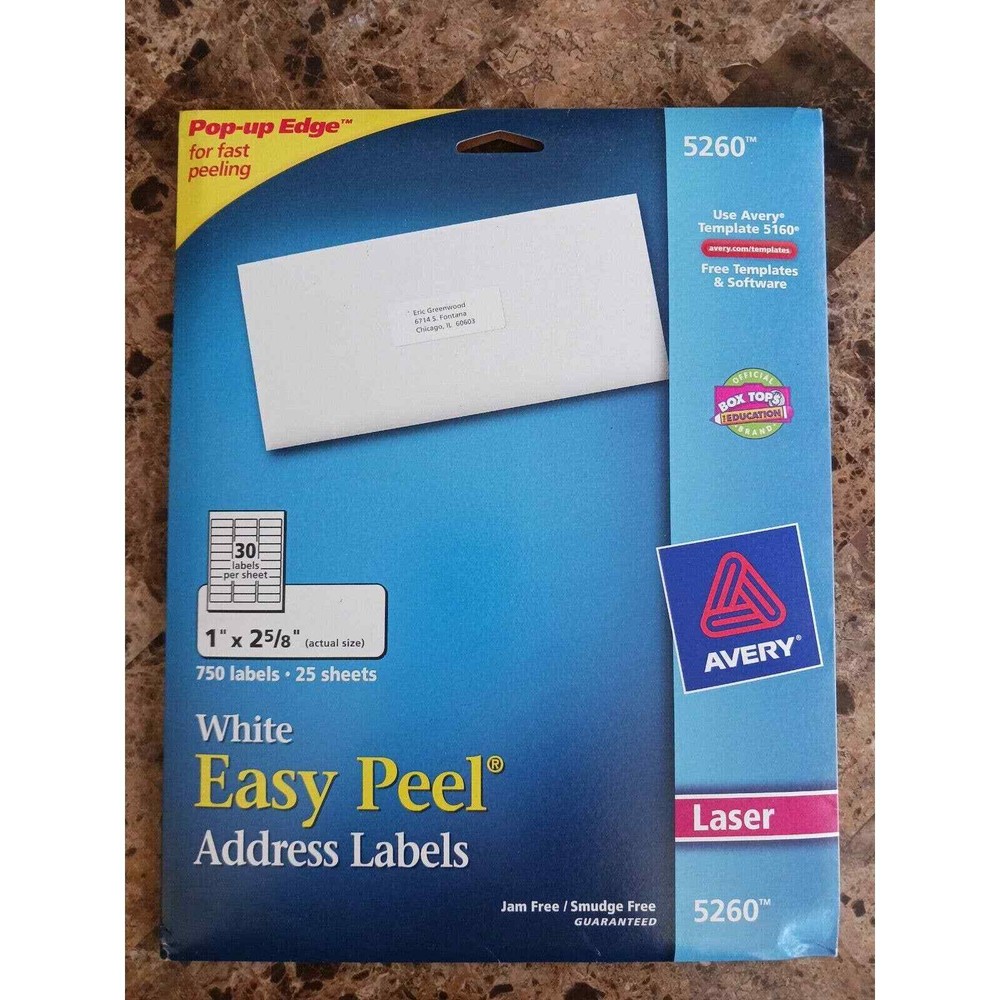 Avery® Easy Peel Address Labels, 1″ Width x 2 5/8″ Length – AVE5260 20 Sheets