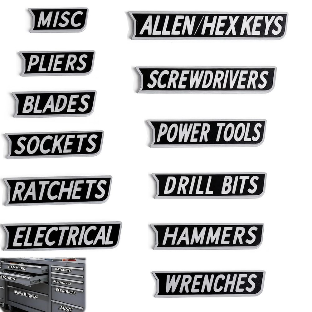 12 Pack Magnetic Toolbox Labels, 3DPrinted & Reusable Organizers for Steel To…