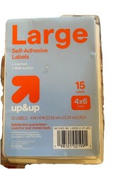 2 Packs Up & Up Self-Adhesive Labels, 4in X 6in, 15 Pack, White, Blank l Large